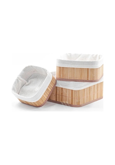 Busstier 3'lü Çok Amaçlı Bambu Organizer Seti, Çok Boyutlu Mutfak Banyo Ev Sepetleri, Büyük, Orta, K Sku: Smg8690010523938 Açık Mavi