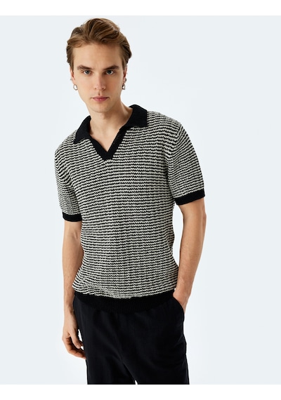 Koton Pamuk Karışımlı Polo V Yaka Çizgili Kısa Kollu Triko Tişört Lacivert Çizgili 5sam70019ht Lacivert Çizgili Lacivert Koton Pamuk Karışımlı Polo V Yaka Çizgili Kısa Kollu Triko Tişört Lacivert Çizgili 5sam70019ht Lacivert Çizgili Lacivert