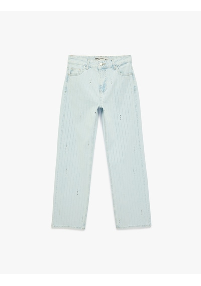 Koton Uzun Düz Paça Normal Bel Cepli Düğmeli Taşlı Denim Pantolon - Longer Straight Fit Jean Bleach 6sal40011md Açık Mavi Koton Uzun Düz Paça Normal Bel Cepli Düğmeli Taşlı Denim Pantolon - Longer Straight Fit Jean Bleach 6sal40011md Açık Mavi