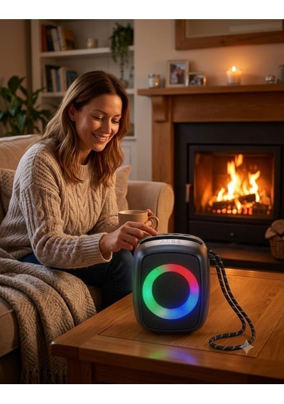 Bluetooth Hoparlör 8w Rgb Led Usb Hafıza Kartı Destekli Üst Kısmı Rose