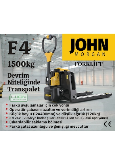 F4 Transpalet 1500 Kg Lityum Akülü