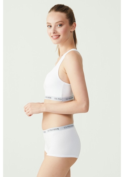 U.S. Polo Assn. Kadın Beyaz Sporcu Büstiyer Şort Set 65003 Beyaz