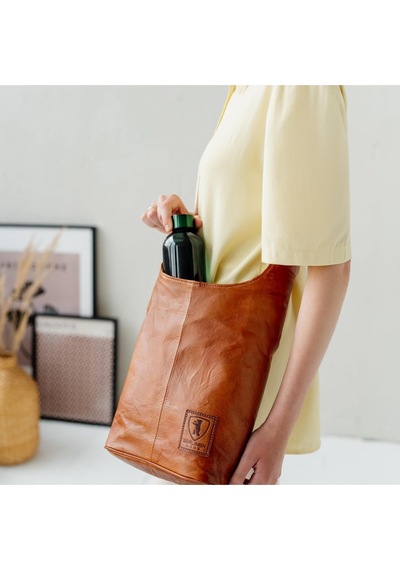 Berliner Bags Emilia 2.0 Deri Omuz Çantası Kadın Vintage Kahverengi El Çantası