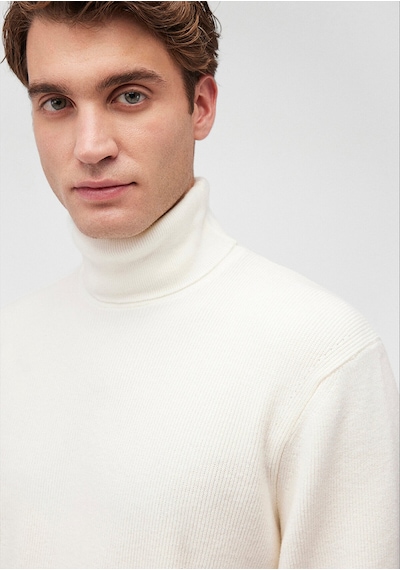 Mavi Boğazlı Beyaz Kazak Slim Fit / Dar Kesim 0710196-80194 Beyaz