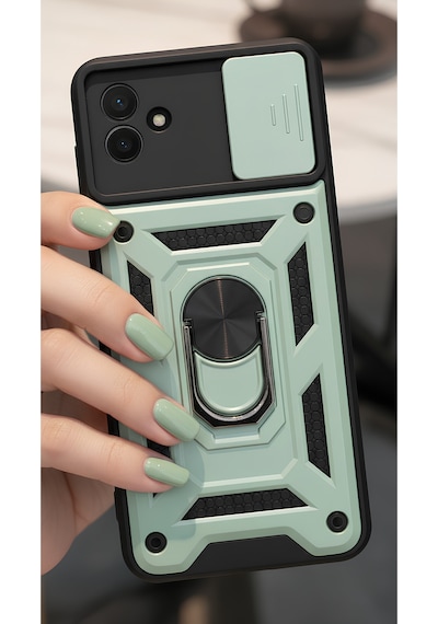 Samsung Galaxy A07 4g İçin Uyumlu Sürgülü Korumalı Yüzüklü Standlı Magnetic Tpu Tank Kapak