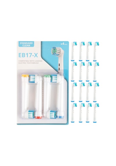 16 Adet Standard Cleaning Type Eb-17x Şarjlı Ve Pilli Diş Fırçası Uyumlu Yedek Başlık Tek Ebat Belir