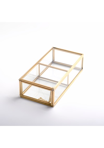 2 Bölmeli Cam Organizer Pirinç & Gold