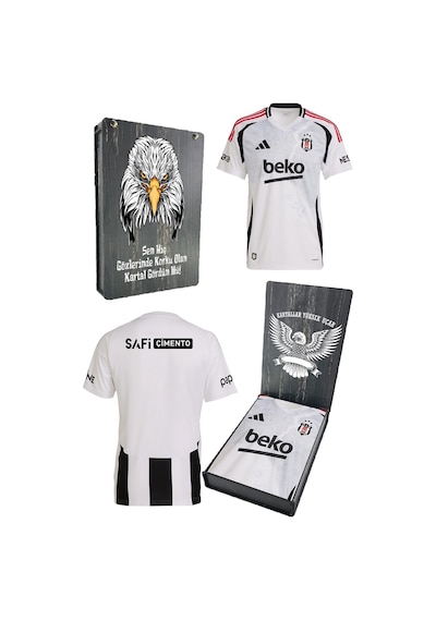 Beşiktaş 24-25 Beyaz Forma Bjk Kartal Baskılı Hediyelik Ahşap Kutulu Beyaz