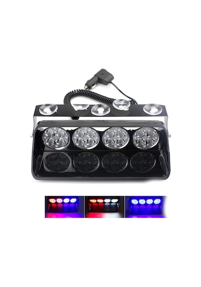 Cam İçi Çakar Lamba Uzaktan Kumandalı 16 Led 24W 12V Kırmızı-Mavi