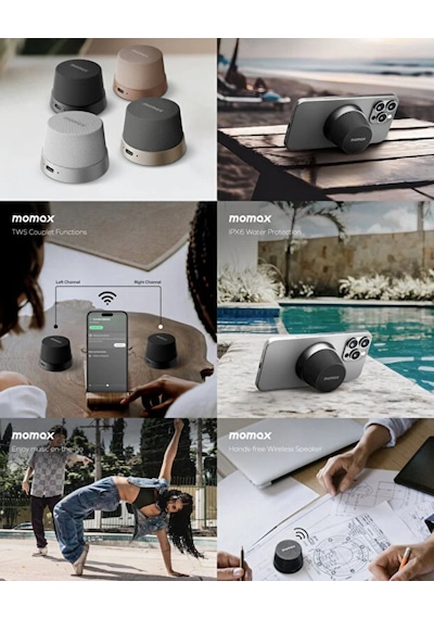 Momax 1-vibe Go Magnetic Wireless Taşınabilir Kablosuz Hoparlör Titanium