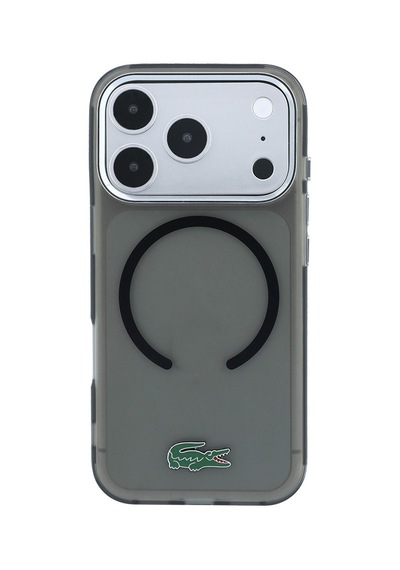 Apple Uyumlu iPhone 18 Pro Kılıf Lacoste Lisanslı M-safe Uyumlu Lake Timsah Logolu Iml Frosted Kapak Siyah