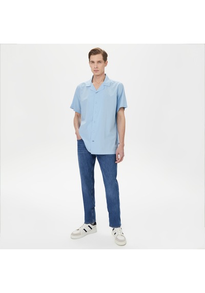 Nautica Erkek Mavi Classic Fit Kısa Kollu Gömlek Düz W35511t Mavi