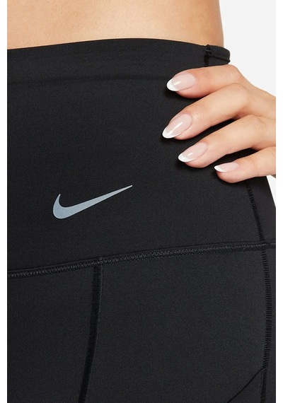 Nike Trainng Go Dri Fit İnfinalock High Rise 7/8 Black 6 Cepli Toparlayıcı Yüksek Belli Reflektörlü Antrenman Taytı Siyah