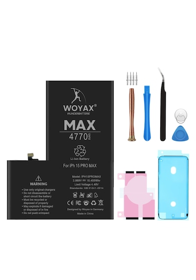 Woyax Apple Uyumlu iPhone 15 Pro Max  Premium Batarya 4770 Mah Yüksek Ka