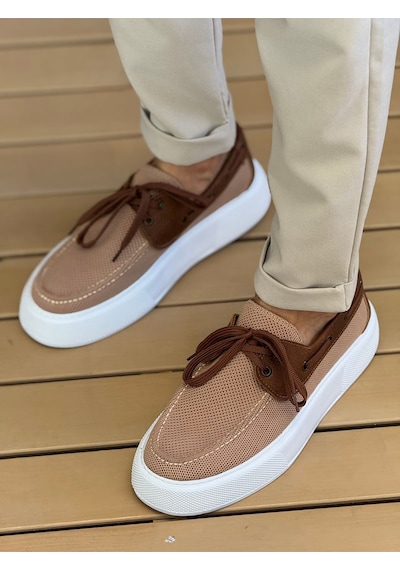 Roof Atelier Erkek Taba Triko Kalın Taban Loafer Ayakkabı - 2602 - Triko Taba