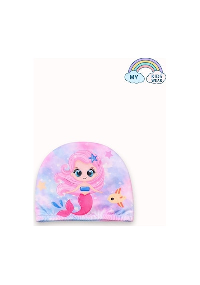 My Kids Wear Kız Çocuk Deniz Kombini 3 Lü Set Mayo, Havlu Ve Bone 12580 Beyaz - Mor