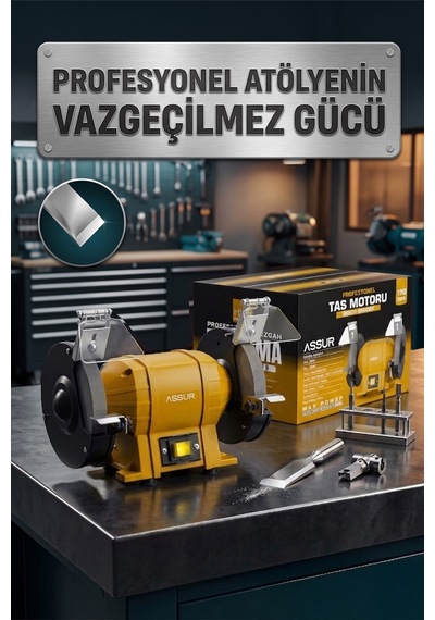 Assur 250W 150 MM Disk Çapı Zımpara Balta Bıçak Bileme Makinesi Taş Motoru Tezgah Üstü Taşlama - 3064