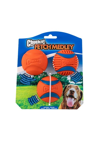 Ayrex Chuckit Fetch Medley Gen 3 Ultra Ball, Fetch Ball, Rugged Ball 3'lü Köpek Oyun Topu Seti Orta Boy