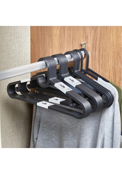 Deconox Slim Askı 10'lu Set - Siyah İnce Profil Elbise Askısı