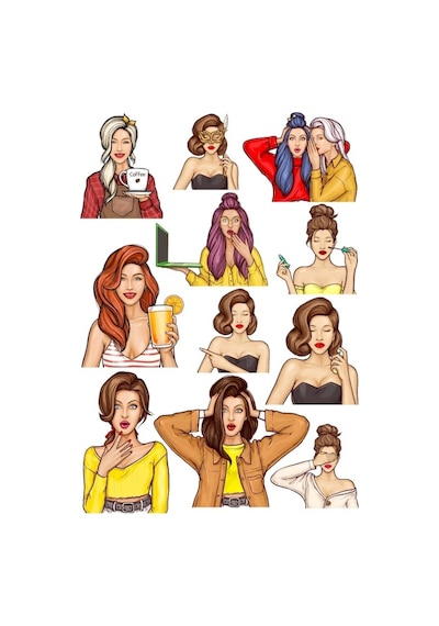 Yüz İfadeleri Sticker Set 12 Parça Telefon, Tablet, Defter, Laptop Sticker