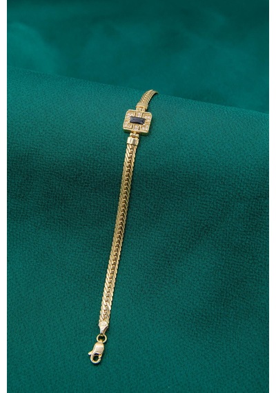 Fiyonk Kuyumculuk 14 Ayar Altın Baget Siyah Taşlı Balıksırtı Bileklik Sarı Altın