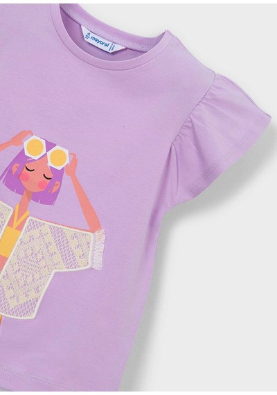 Mayoral Kız Çocuk Baskılı Tshirt Mor