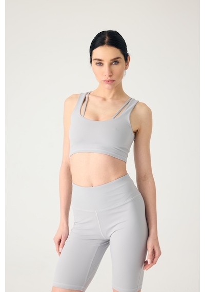 Normal People Nyra - Spor Bra / Şeftali Dokulu Peach Skin Kumaş Gri