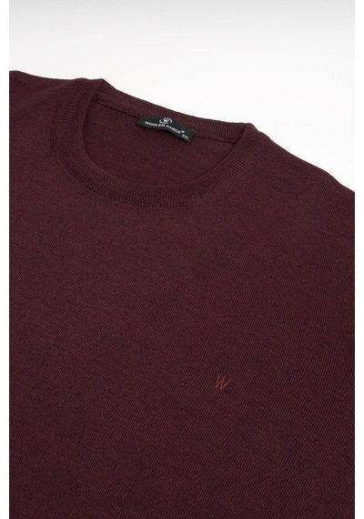 Woolen World Bisiklet Yaka Battal Büyük Boy Yünlü Triko Kazak Bordo