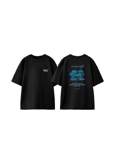 Thewert You 3 Tasarım Sırt Baskılı Pamuk Siyah Oversize T-shirt