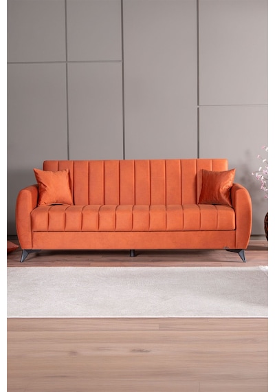 Kilim Mobilya Linda Üç Kişilik Kanepe Yüksek Ayaklı Turuncu