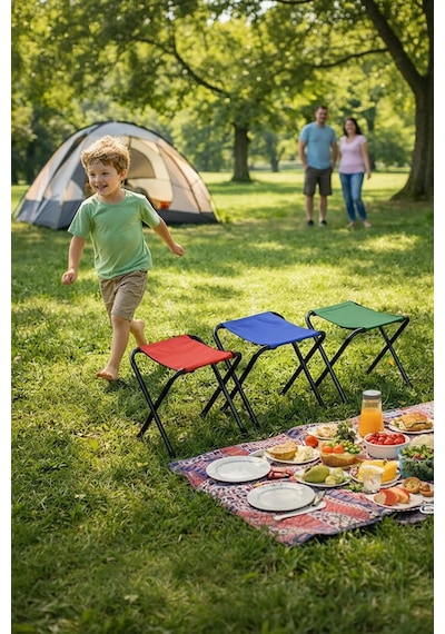 Exent Katlanır Balıkçı Taburesi, Kamp Taburesi, Piknik Taburesi, Kamp Sandalyesi-- 3 Renk Black