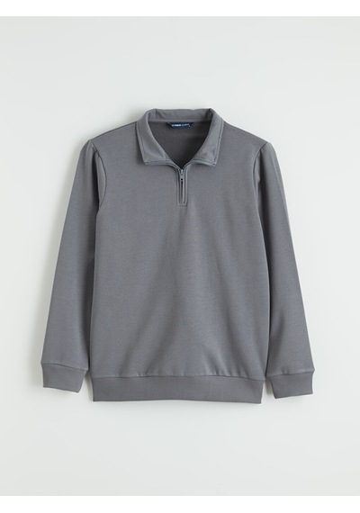 Lcwaıkıkı Classic Gri Dik Yaka Uzun Kollu Erkek Kalın Sweatshirt