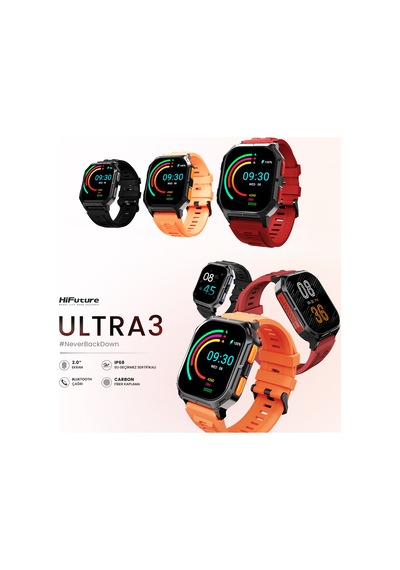 HiFuture Ultra3 2.01" BT Arama IP68 Su Geçirmez AOD Ekran SpO2 Akıllı Saat (Hifuture Türkiye Garantili)