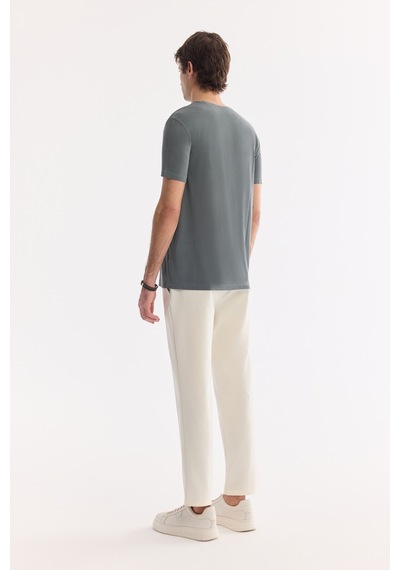 Avva Erkek Haki Bisiklet Yaka Bi-stretch Soft Touch Basic Regular Fit T-shirt B001031
