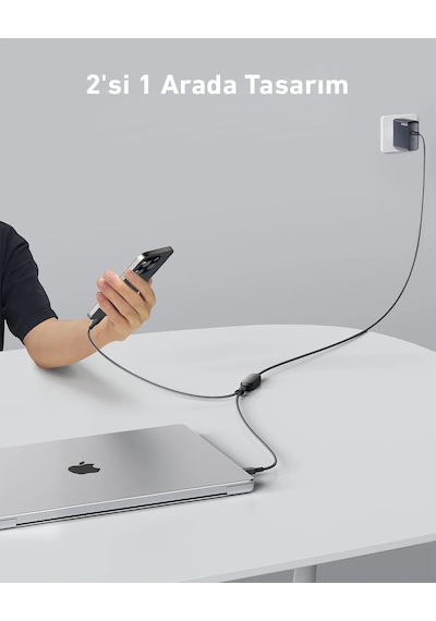 Anker 140w 2-in-1 Usb-c To Usb-c Şarj Kablosu Siyah