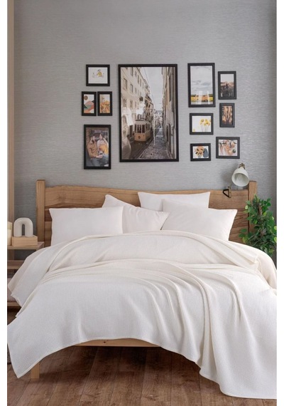 Eponj Home Ecocel Pike Örtü Çift Kişilik 200x230cm Karde Krem Krem