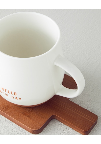 English Home Hello New Day New Bone China Bardak Altlıklı Kupa 450 Ml Beyaz Beyaz