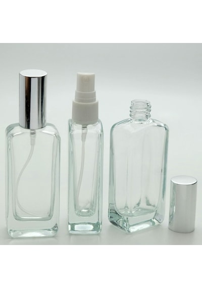 Parfüm Şişesi 30 Ml 3 Adet Gri Kapak Plastik Valf İçbükey Boş Şişe
