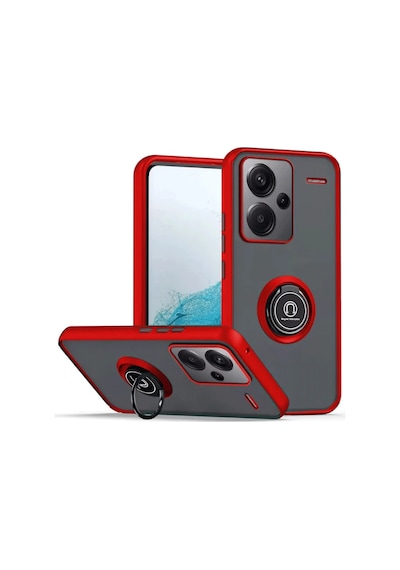 Xiaomi Redmi Note 13 Pro Plus Kılıf Montreal Yüzüklü Silikon Kapak - Kırmızı Kirmizi