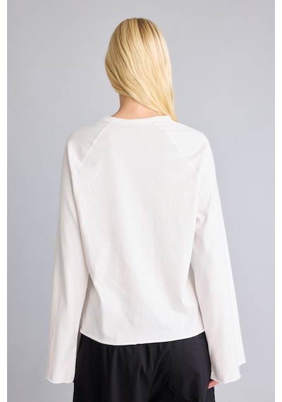 Defacto Relaxed Fit Bisiklet Yaka Reglan Uzun Kollu Basic Tişört J0621ax26wnwt32 Beyaz-wt32