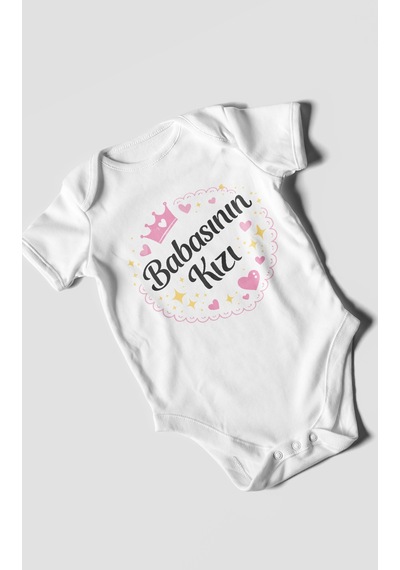 Morivokids Babasının Kızı Kısa Kollu Bebek Body %100 Pamuk Beyaz