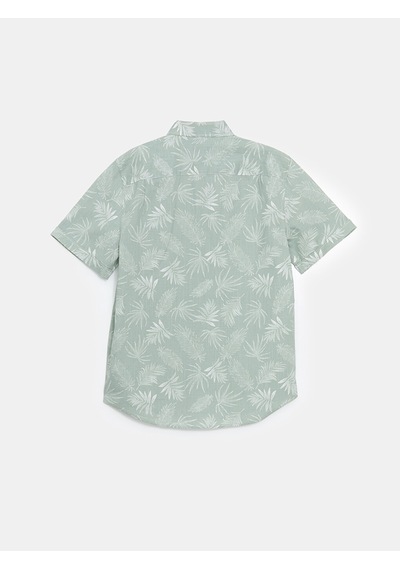 Lcwaıkıkı Classic Turkuaz Regular Fit Kısa Kollu Desenli Poplin Erkek Gömlek
