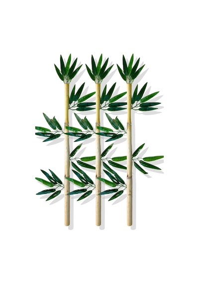 Cihan Çiçekçilik Yapay Yapraklı Dekoratif Bambu Çubuğu 80 Cm 3 Adet Islak Doku Çok Renkli