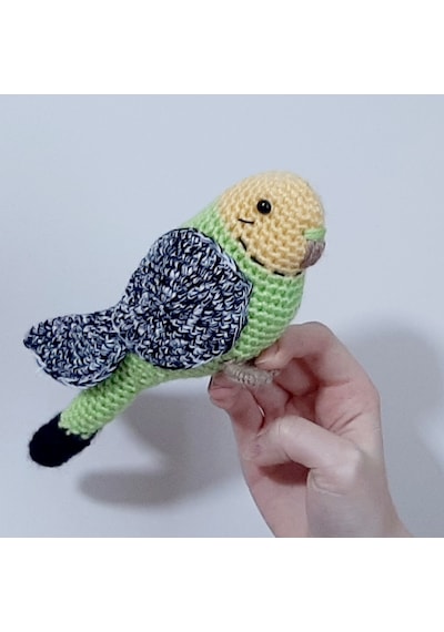 Amigurumi Kuş Muhabbet Kuşu Elma Yeşili Kırçıllı Kanat