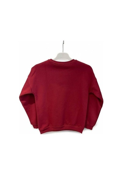 Cantoy Erkek Çocuk Önü Baskılı İçi Şardonlu Sweatshirt-15199 Bordo