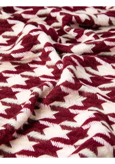 Koton Atkı Kazayağı Desenli Yumuşak Dokulu Püsküllü Bordo 4wak50178aa Bordo