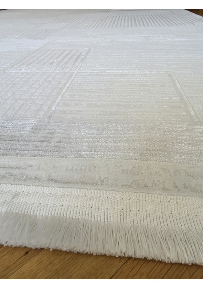Elvey Home Bambu Krem Açık Gri Gerçek Bambu Kadife İnce Sık Dokuma Özel Ölçü Salon Koridor Oturma Odası Halısı Krem-a.gri