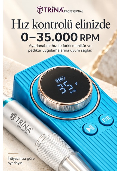 Trina Şarjlı Tırnak Törpü Makinesi 35.000 Rpm Mavi