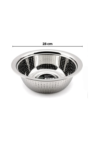 28cm Kulpsuz Paslanmaz Metal Sepet Süzgeç 5468 Çok Renkli