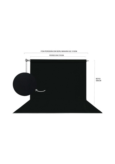 Hs Stüdyo Teknik 270x580cm Siyah Fon Perde Seti